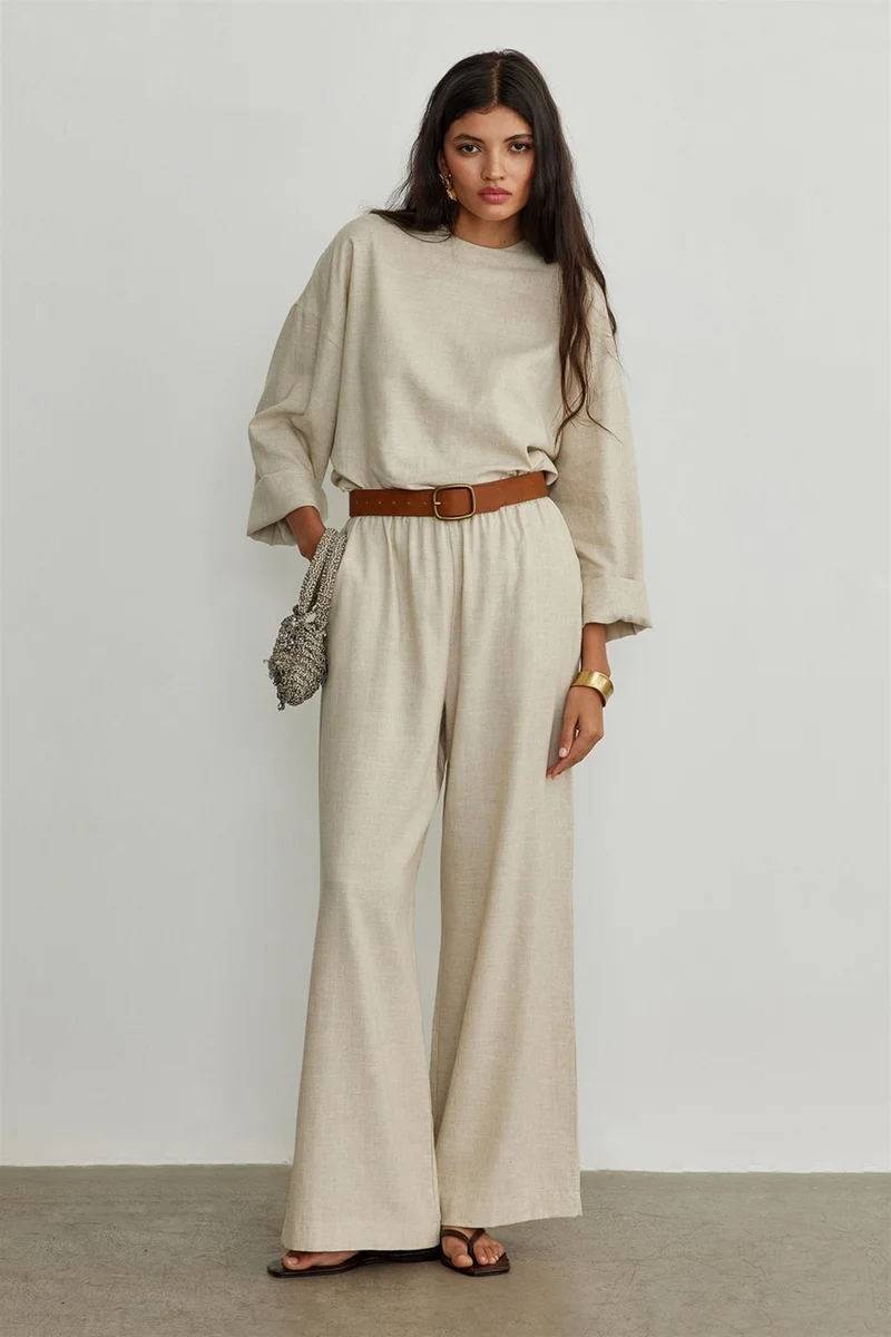 سود كوليكشن Natural Kavala Linen Blouse
