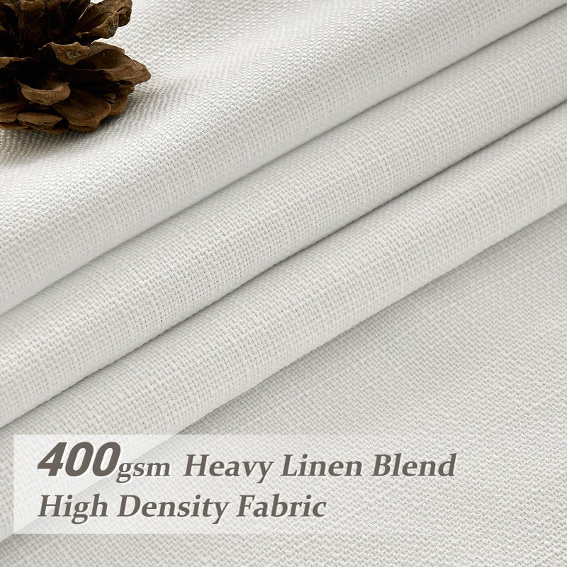 PleatedDrapes Pleat Viral Linen 90 Inch Blackout Curtains for Bedroom, Pinch Pleated Soundproof Privacy Farmhouse Window Drapes Decor with Hooks Neutral Beige White Nursery/Kids Room Darkening Burg 2 Panels Set - Image 2
