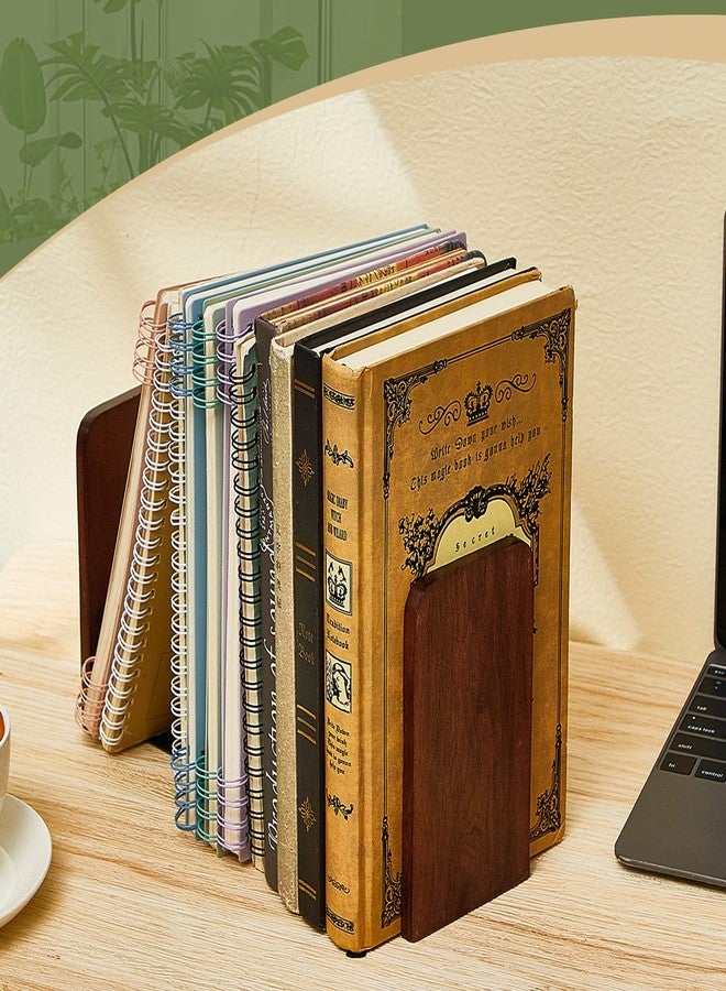 اياستي أربع أزواج من مساند الكتب الخشبية سهلة التركيب للكتب الثقيلة، مصنوعة من خشب الجوز، متينة وغير قابلة للانزلاق، مناسبة للرفوف والمكاتب، 5.2 × 3.2 × 4.2 بوصة - Image 4