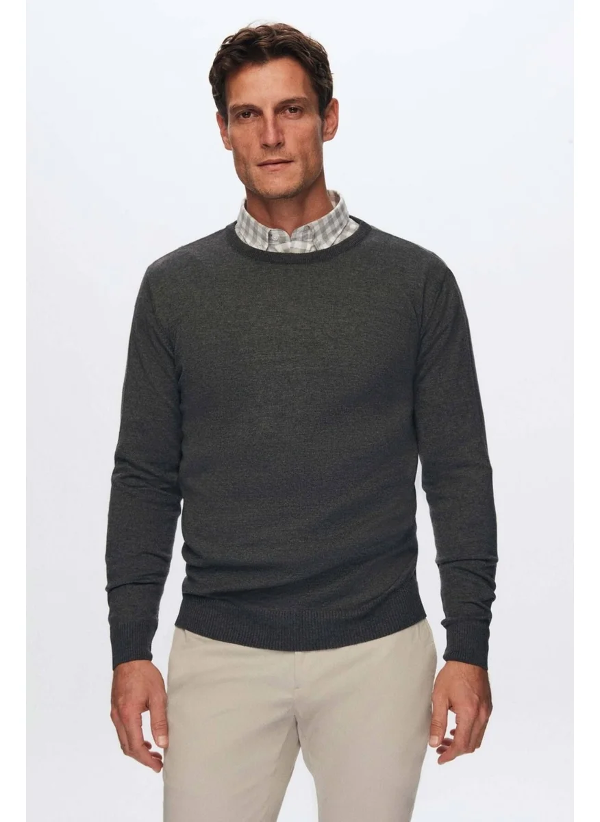D'S DAMAT Regular Fit Anthracite Cotton Blend Knitwear Sweater 5HF06ORT12004