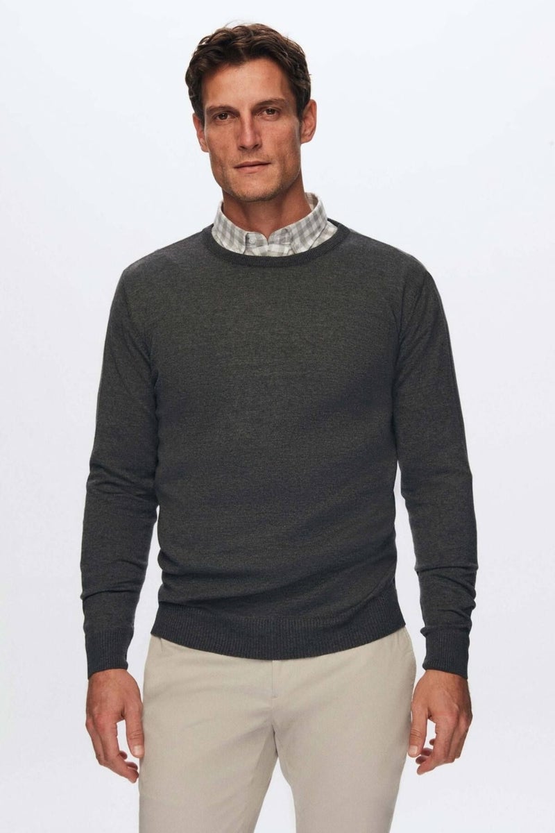 D'S DAMAT Regular Fit Anthracite Cotton Blend Knitwear Sweater 5HF06ORT12004  - Image 1