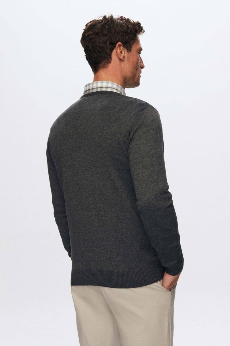 D'S DAMAT Regular Fit Anthracite Cotton Blend Knitwear Sweater 5HF06ORT12004  - Image 3