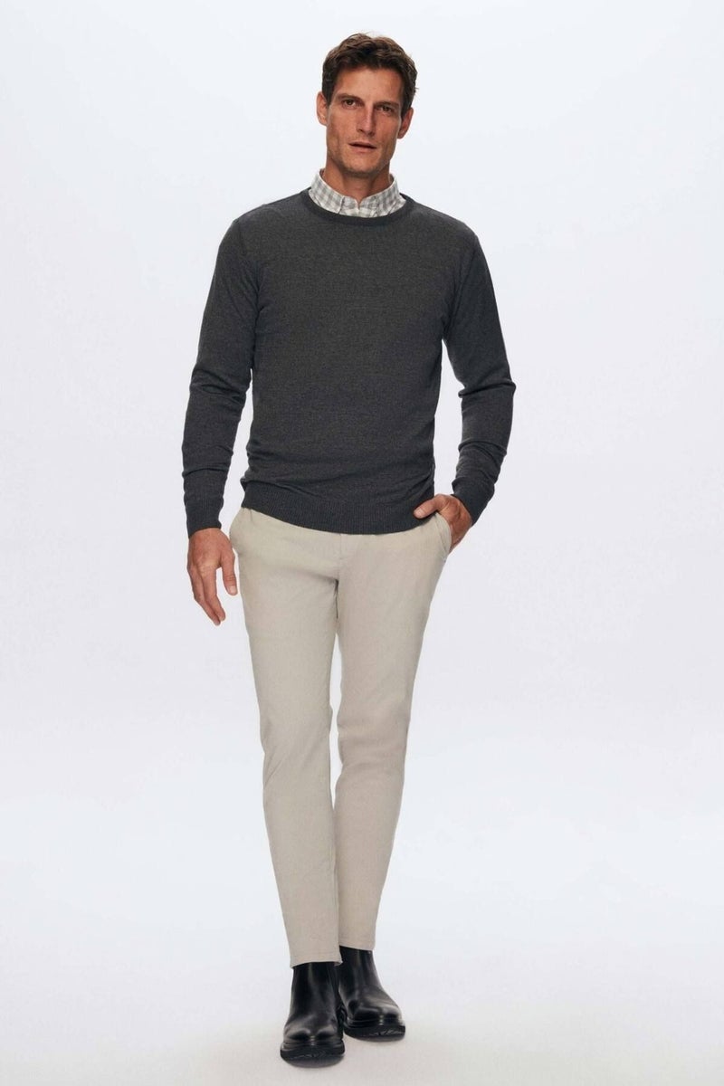 D'S DAMAT Regular Fit Anthracite Cotton Blend Knitwear Sweater 5HF06ORT12004  - Image 4