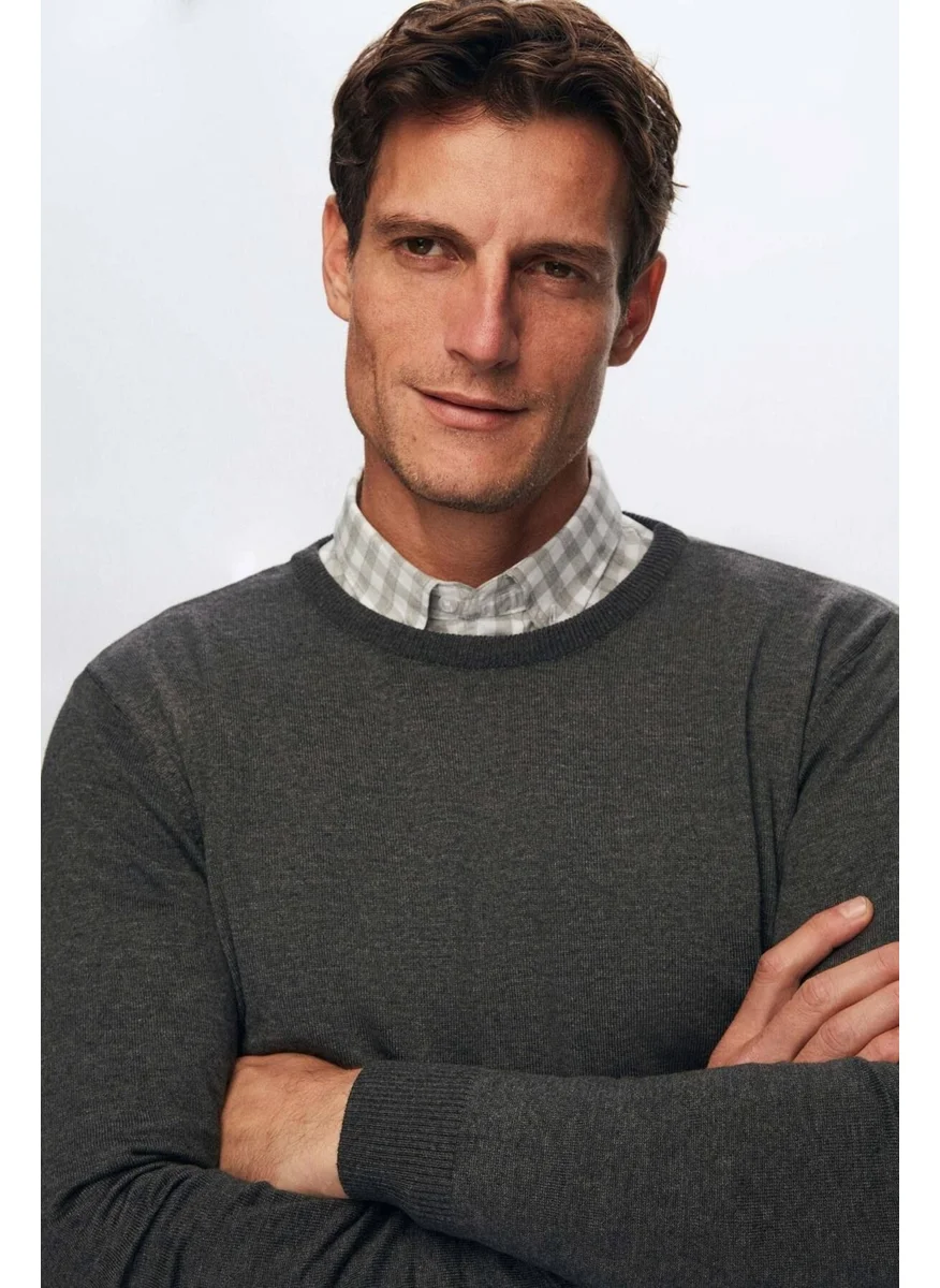 D'S DAMAT Regular Fit Anthracite Cotton Blend Knitwear Sweater 5HF06ORT12004