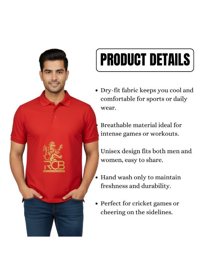 Bengaluru Cricket Men's Dry-Fit Polo Neck T-Shirt|Soft&Breathable Sportswear For Cricket Lovers|Tshirt With Cap|Suitable For Games - Image 5