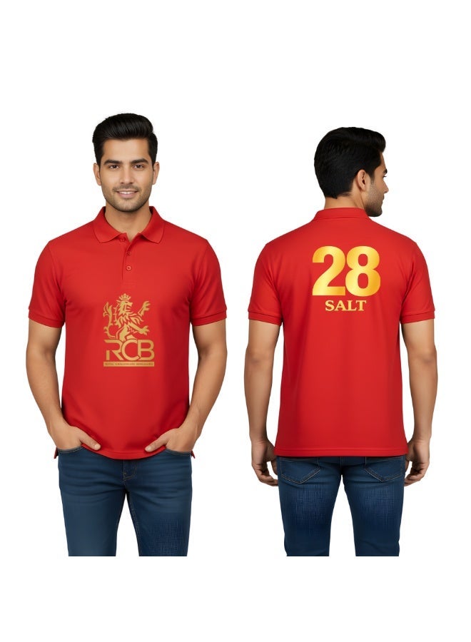 Bengaluru Cricket Men's Dry-Fit Polo Neck T-Shirt|Soft&Breathable Sportswear For Cricket Lovers|Tshirt With Cap|Suitable For Games - Image 1