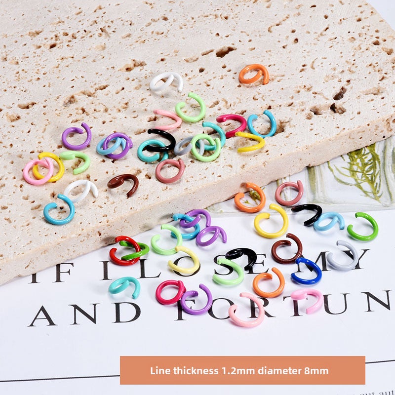 Colorful Painted Keychain Rings DIY Jewelry 1.2*8mm open ring 100 