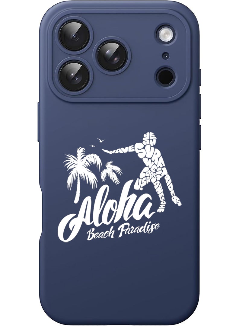 Theodor Protective Slim Fit Case Liquid Silicone Cover with Full Body Protection Anti-Scratch Shockproof Case For Apple iPhone 17 Pro (Blue) Aloha Beach Paradise White - Image 1