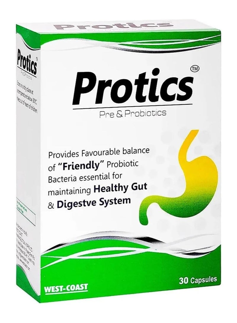 Protics Pre-Probiotics - Gut Health Support - 30 Capsules,  Pack of 2 - Image 2