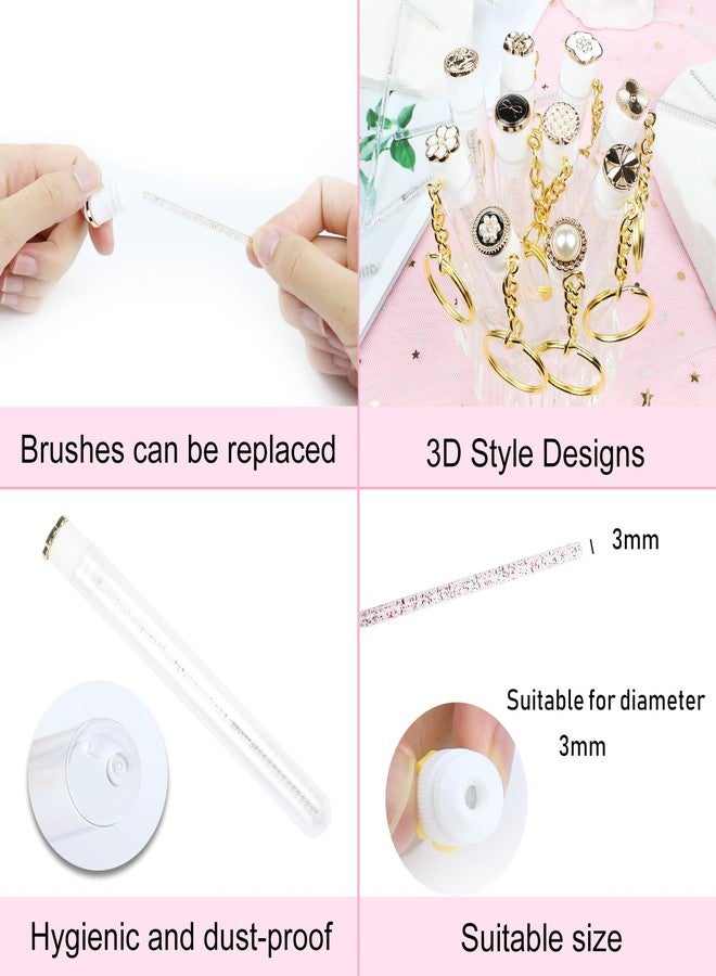 SenRocc 10pcs Mascara Wands Tube with Keychain Reusable Lash Spoolies Golden Crystal Eyelash Brush Tubes Spoolies Lash Extension Brushes Applicators Makeup Tools (Golden Metal 2-KC) - Image 2