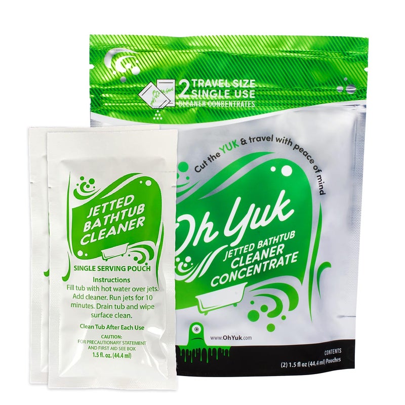 Oh Yuk Jetted Bathtub Cleaner Concentrate - 2 Single-Use Travel Pouches - Image 1