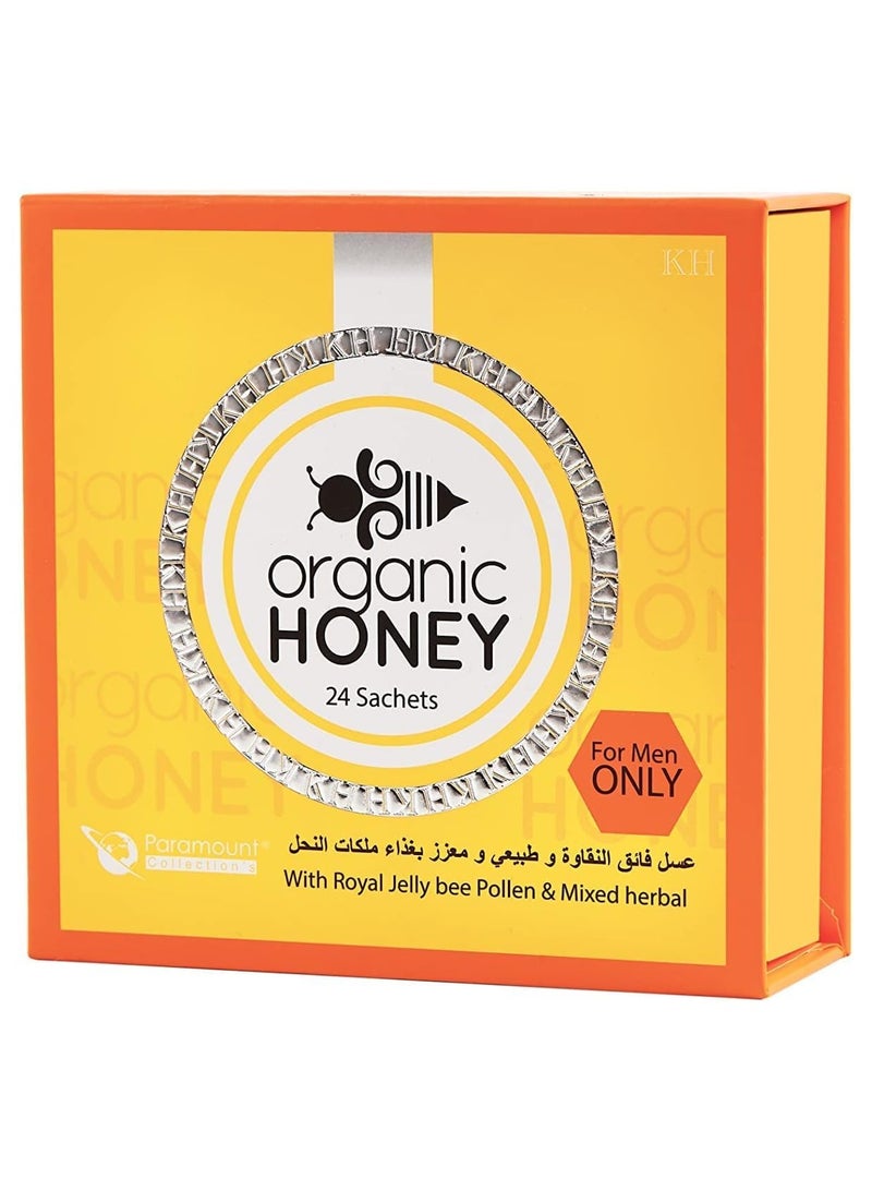 Organic Honey with Natural R-Jelly Bee Pollen & 100% Pure Mixed Herbals (Pack of 24 Sachet) - Image 1