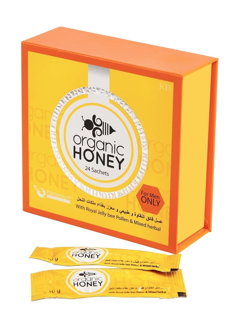 Organic Honey with Natural R-Jelly Bee Pollen & 100% Pure Mixed Herbals (Pack of 24 Sachet) - Image 2