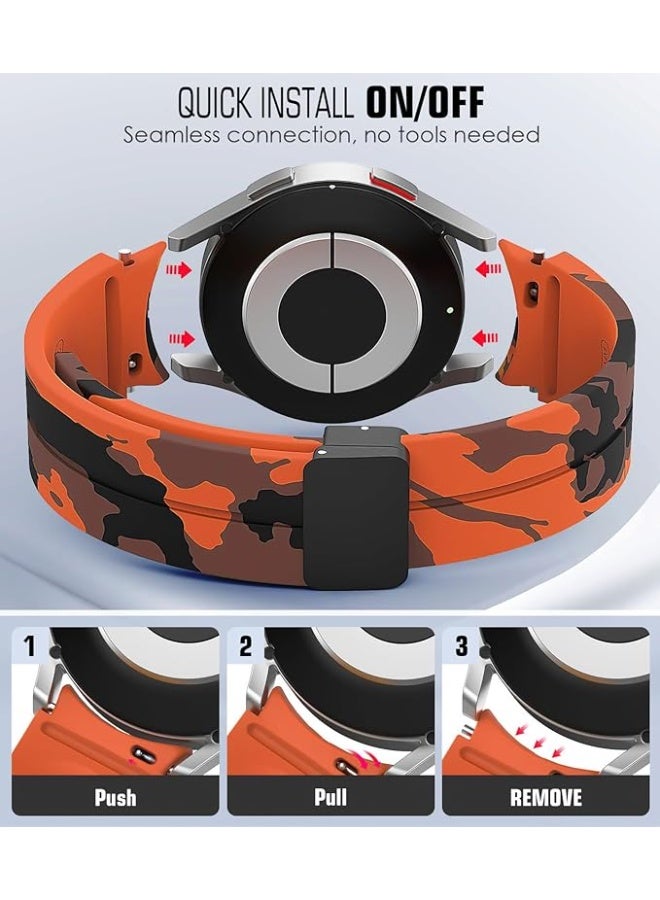 Silicone Strap Compatible with Samsung Galaxy Watch 6 Classic 47mm 43mm / Watch 5 Pro 45mm / Watch 7 FE / Watch 6 5 4 44mm 40mm / Watch 4 Classic 46mm 42mm, Soft Replacement Band with No-Gap Buckle - Image 5