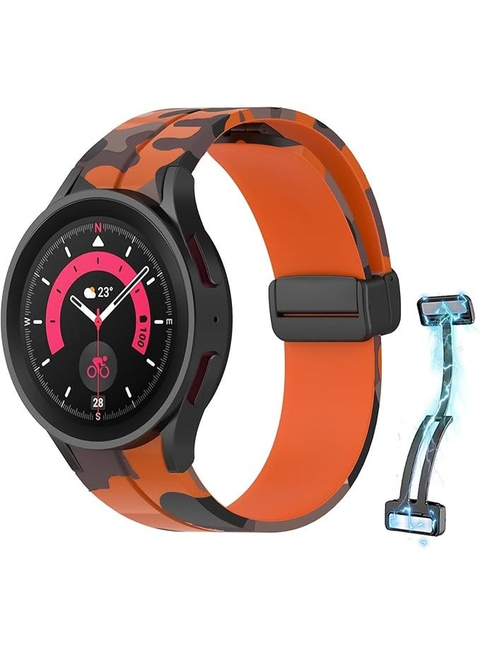 Silicone Strap Compatible with Samsung Galaxy Watch 6 Classic 47mm 43mm / Watch 5 Pro 45mm / Watch 7 FE / Watch 6 5 4 44mm 40mm / Watch 4 Classic 46mm 42mm, Soft Replacement Band with No-Gap Buckle - Image 1