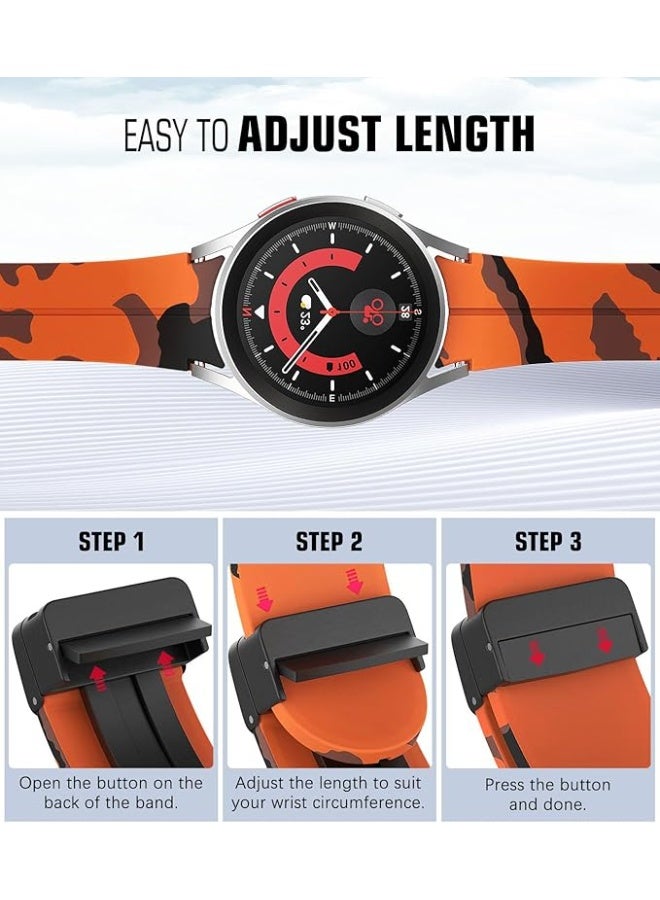 Silicone Strap Compatible with Samsung Galaxy Watch 6 Classic 47mm 43mm / Watch 5 Pro 45mm / Watch 7 FE / Watch 6 5 4 44mm 40mm / Watch 4 Classic 46mm 42mm, Soft Replacement Band with No-Gap Buckle - Image 4