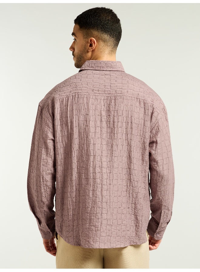 Beyoung Mauve Textured Jacquard Shirt  - Image 5