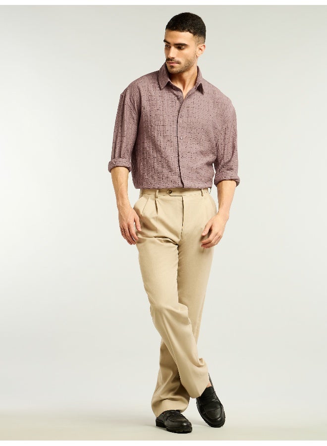 Beyoung Mauve Textured Jacquard Shirt  - Image 2