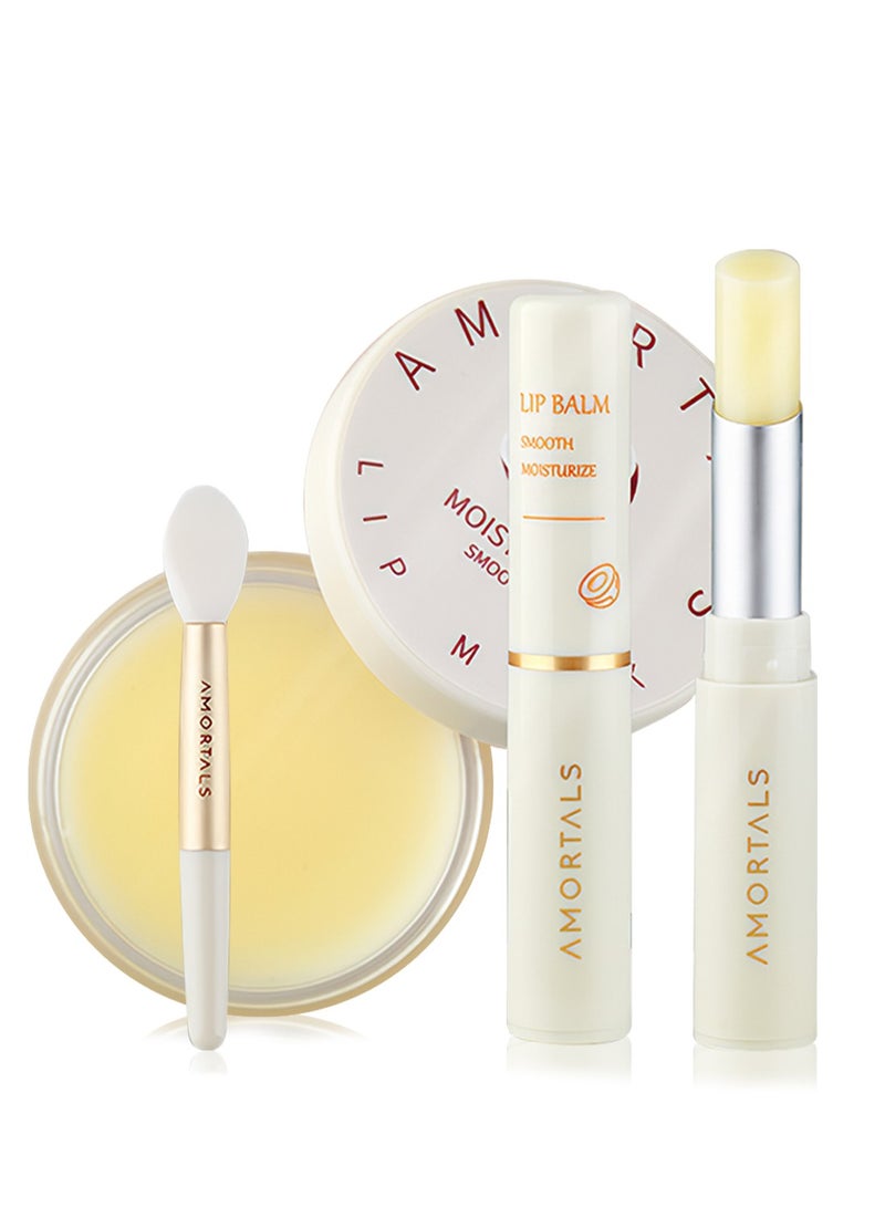 AMORTALS AMORTALS Airily and Moisturizing Lip Set Contains Lip Mask and Lip Balm and Lip Mask Stick Mild Deep Nourishing Repairing Brightening Lightweight Daily Lip Care to Fade Lip Line and Improve Dry  - Image 1