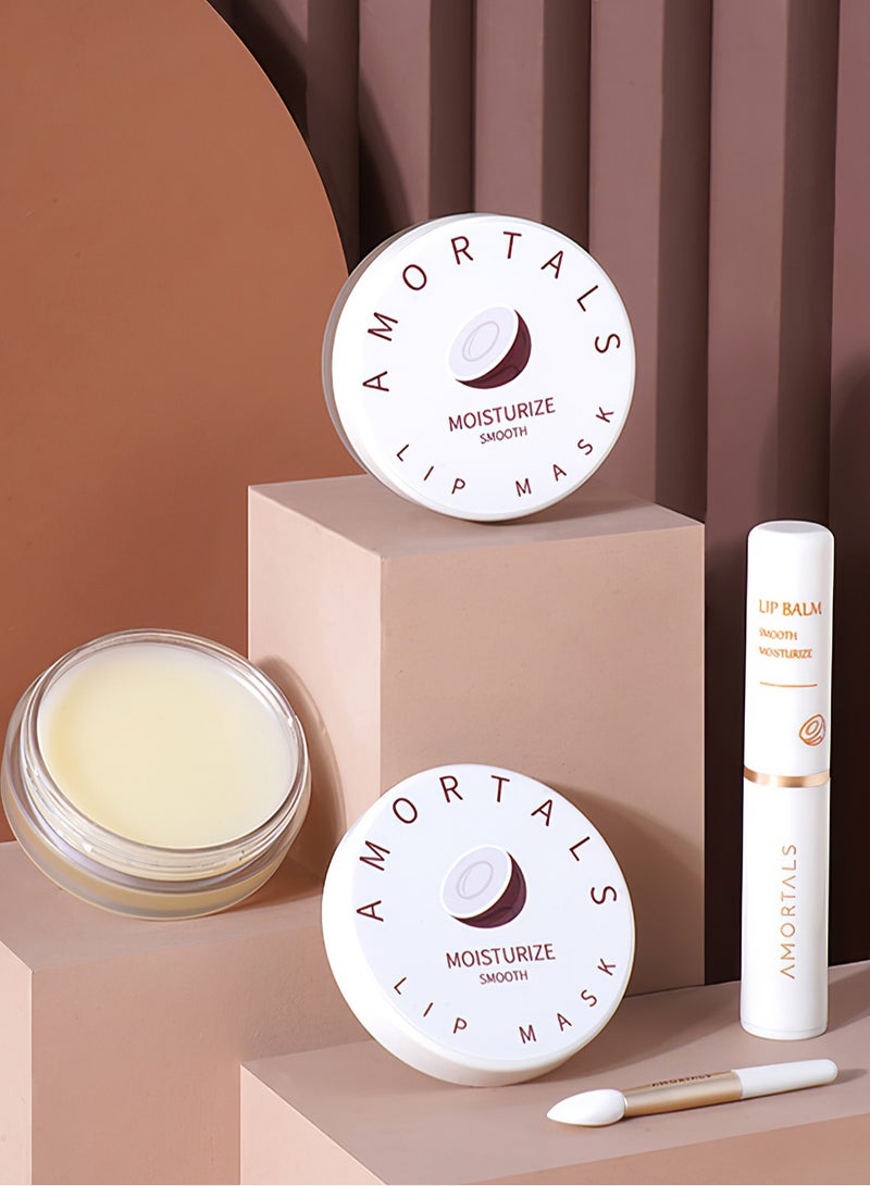 AMORTALS AMORTALS Airily and Moisturizing Lip Set Contains Lip Mask and Lip Balm and Lip Mask Stick Mild Deep Nourishing Repairing Brightening Lightweight Daily Lip Care to Fade Lip Line and Improve Dry  - Image 2