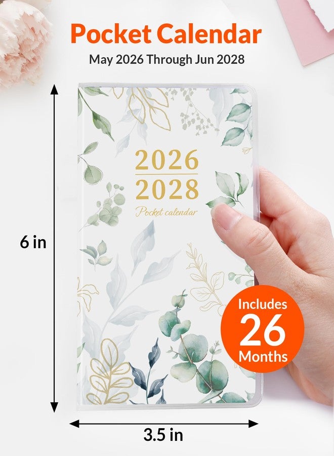 SUNEE Pocket Calendar May 2026 to June 2028 - Two Year Monthly Planner Small Calendar 3.5" x 6" Organizer for Daily & Yearly Schedule - Compact Agenda Notebook for School, Work, Women, Greenery - Image 2