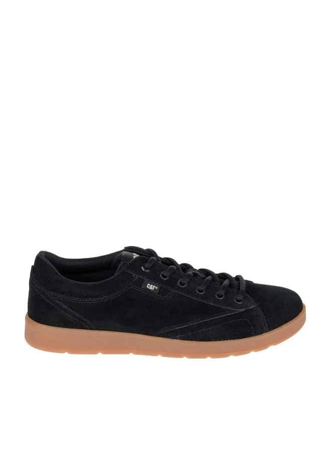 كاتربلر Men's Black Leather Lace-Up Sneakers
