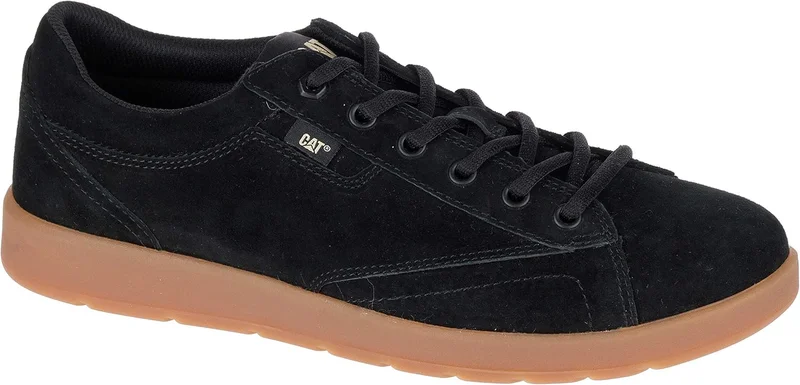 كاتربلر Men's Black Leather Lace-Up Sneakers
