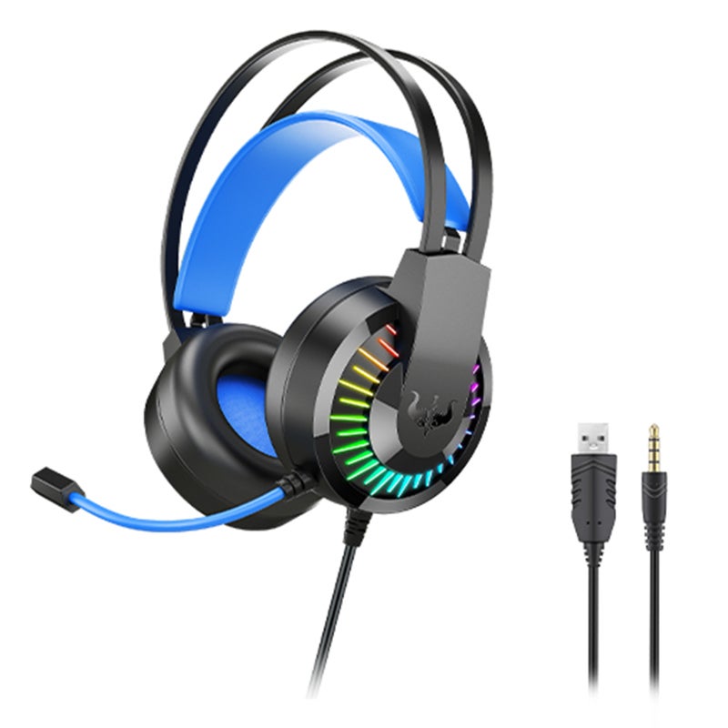 أوفلينج سماعة رأس سلكية مع قابس طاقة USB - إضاءة LED RGB لأجهزة الألعاب والكمبيوتر المحمول وماك - سماعات رأس محيطية فوق الأذن مع ميكروفون لأجهزة الألعاب - Image 1