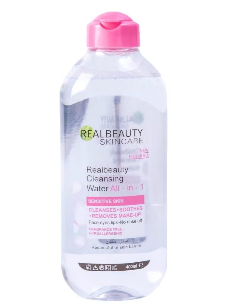 REALBEAUTY Real Beauty All in 1 Skin Care Cleansing Water Cleanses Soothes And Removes Make-Up From Face Eyes And Lips 400 ml