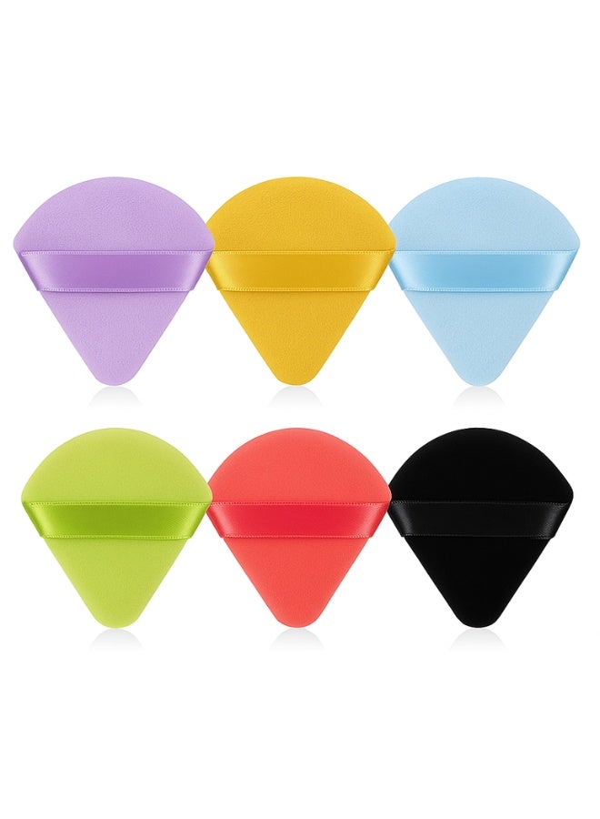 6Pcs of Triangular Powder Puff Makeup Sponges, Made of Super-soft Velvet, Designed for Contouring, Eye, and Corner, Beauty Blender Foundation Mixing Container (Multicolor) - Image 1