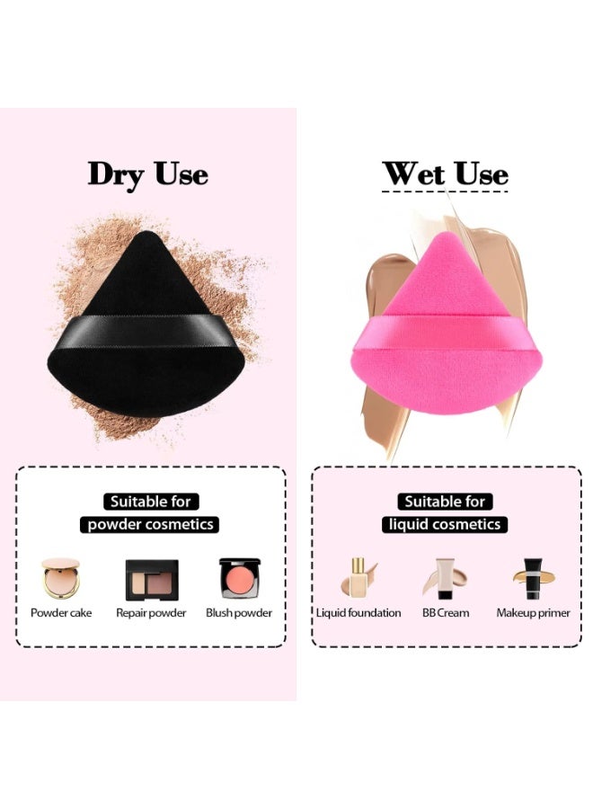 6Pcs of Triangular Powder Puff Makeup Sponges, Made of Super-soft Velvet, Designed for Contouring, Eye, and Corner, Beauty Blender Foundation Mixing Container (Multicolor) - Image 3