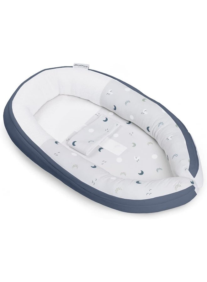 Doomoo Cocoon Baby Nest - Blue Grey Moon - Image 1