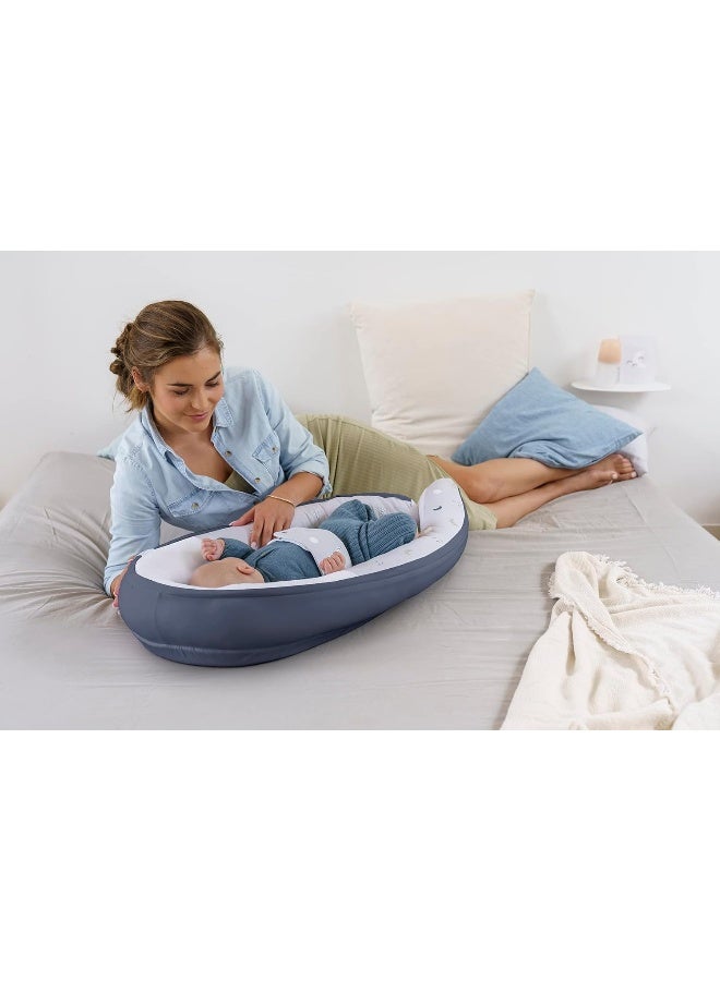 Doomoo Cocoon Baby Nest - Blue Grey Moon - Image 4