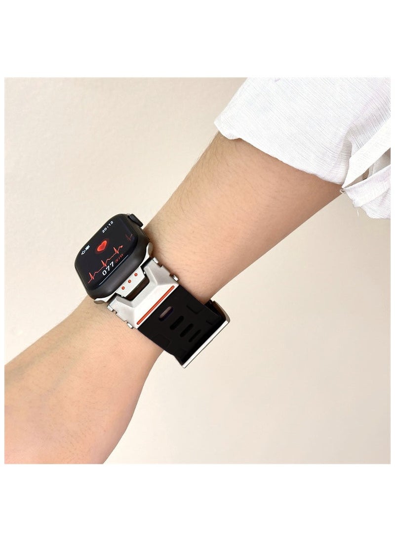 Samu - Apple Watchband For Ultra 1/2 49mm, Series 9/8/SE2/7/6/SE/5/4/3/2/1 45mm/44mm/42mm Durable Metal Connector Band - Black - Image 1
