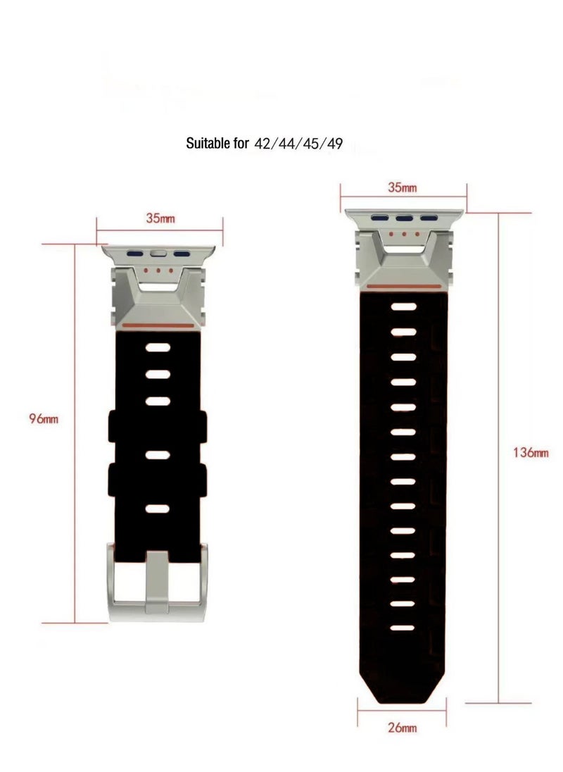 Samu - Apple Watchband For Ultra 1/2 49mm, Series 9/8/SE2/7/6/SE/5/4/3/2/1 45mm/44mm/42mm Durable Metal Connector Band - Black - Image 1
