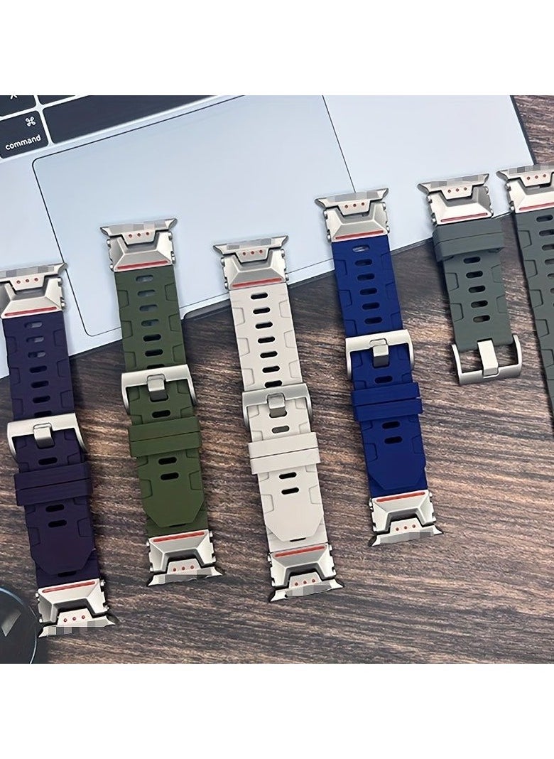 Samu - Apple Watchband For Ultra 1/2 49mm, Series 9/8/SE2/7/6/SE/5/4/3/2/1 45mm/44mm/42mm Durable Metal Connector Band - Black - Image 1