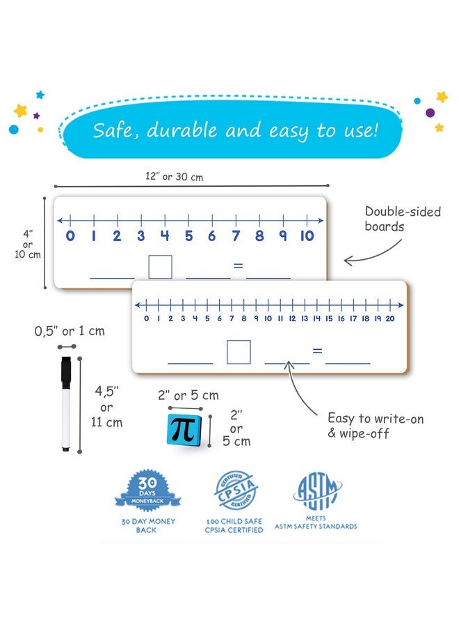 Simply magic Le-Sided Dry Erase Number Line White Boards - 4"X12", Elementary Number Line Strips, White Boards For Students, Math Manipulatives Must Haves, Number Line For Classroom Set - Simply Magic - Image 4