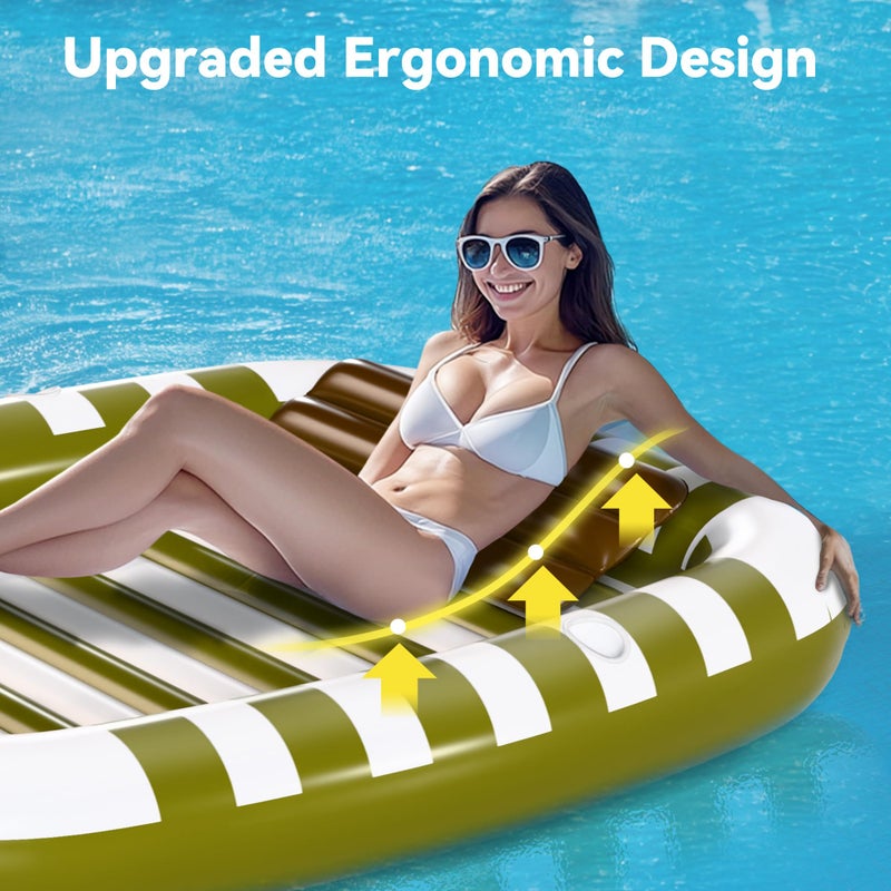 iPlay, iLearn Pool Wave Inflatable Pool Lounger Floats  80"" x 66"" Large Tanning Bed for Adult Kids  Outdoor Sun Bathing Floating Blow up Raft W/Pillow  Spray Water Mat  Summer Beach Lake Family Party Gift - Green - Image 4