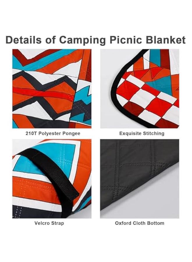 هوكور بطانية نزهة كبيرة جدا مقاومة للماء من تراسل، بطانية قابلة للطي للتخييم في الهواء الطلق مقاومة للرمال للشاطئ والنزهات 3 طبقات خفيفة الوزن مع مقبض، 200 × 200 سم، البوليستر، أحمر - Image 5