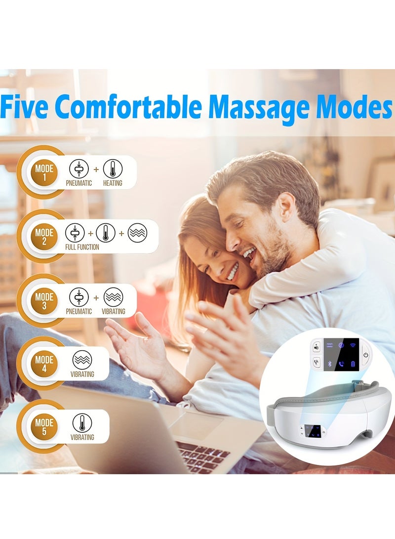 Rechargeable Eye Massager with Heat and Bluetooth Music, Electric Vibration Eye Mask for Stress Relief, Relaxation, Ideal for Travel, Office, Home, Car Use - Image 2