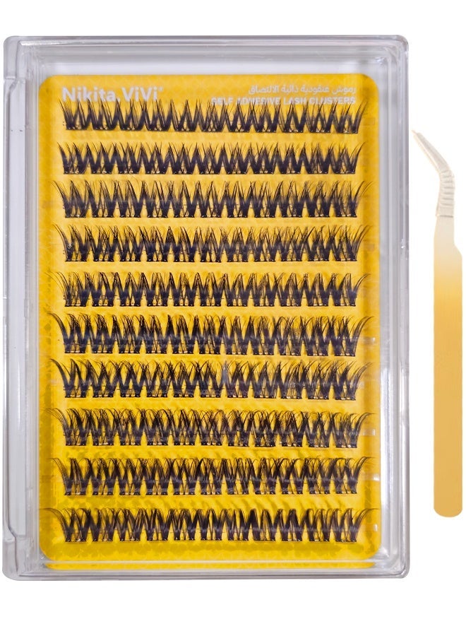 NIKITA.VIVI 110 Pcs Pre Bond Lashes Kit with Tweezers Self Adhesive Eyelashes Eyelash Clusters Kit, False Eyelashes D Curl Pre Glued Lash Clusters Wispy Lash Cluster Kit False Lashes for Beginners and Salon use Press On DIY Lash Extension Kit Falselashes Eye Makeup Kit 10-16mm Size - Image 2