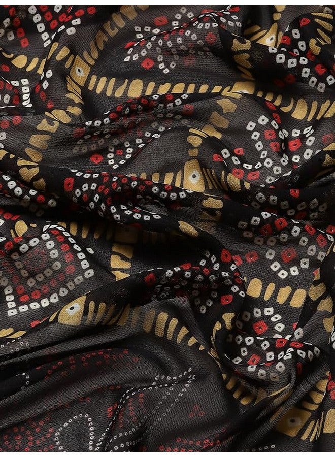 Vaamsi Women's Poly Georgette Bandhani Printed Traditional Saree With Blouse Piece (PC1161_Black) - Image 5
