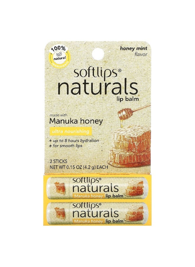 Softlips Softlips, Naturals Lip Balm with Manuka Honey, Honey Mint, 2 Sticks, 0.15 oz (4.2 g) Each  - Image 2