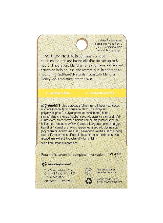 Softlips Softlips, Naturals Lip Balm with Manuka Honey, Honey Mint, 2 Sticks, 0.15 oz (4.2 g) Each  - Image 3