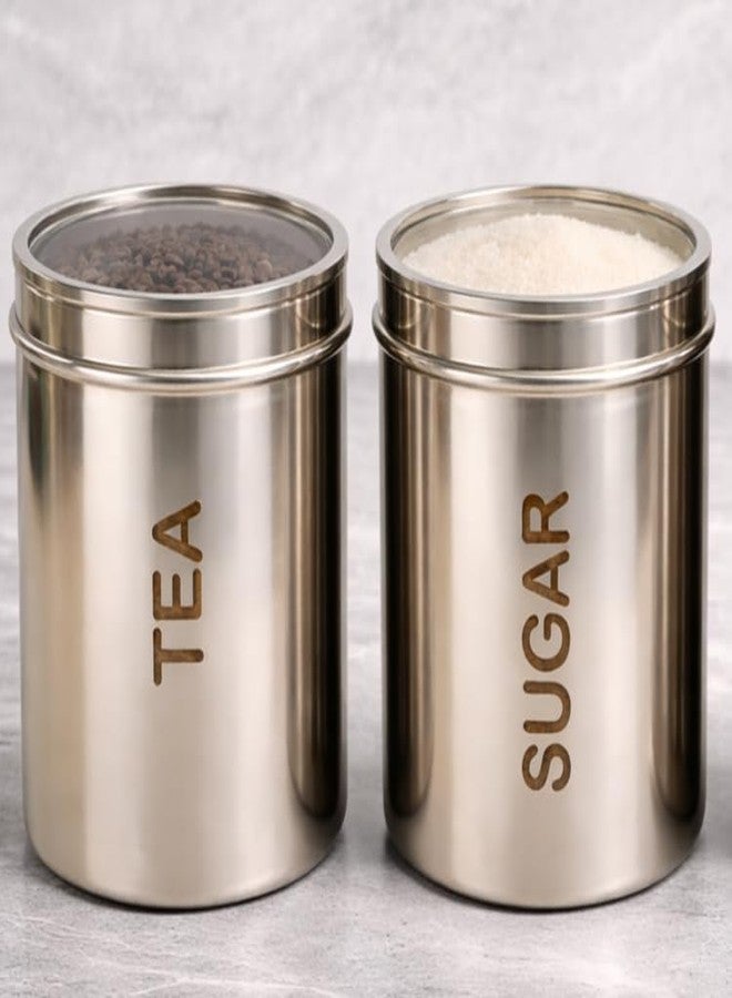 VISAXMI Stainless Steel Tea Sugar Containers Set of 2 With See Through Lid, Tea Sugar Canister Size 9 - 750 ml (Pack of 2) - Image 3