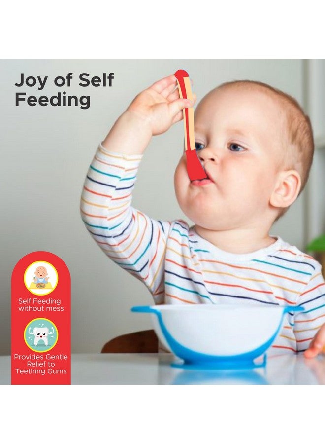 ناوتي كيدز ملعقة تغذية الأطفال الحساسة للحرارة من Feed With Ease، خالية من مادة BPA، للأطفال من سن 3 أشهر فما فوق (عبوة من 4 قطع باللون الأزرق وقطعتين باللون الأحمر) - Image 3