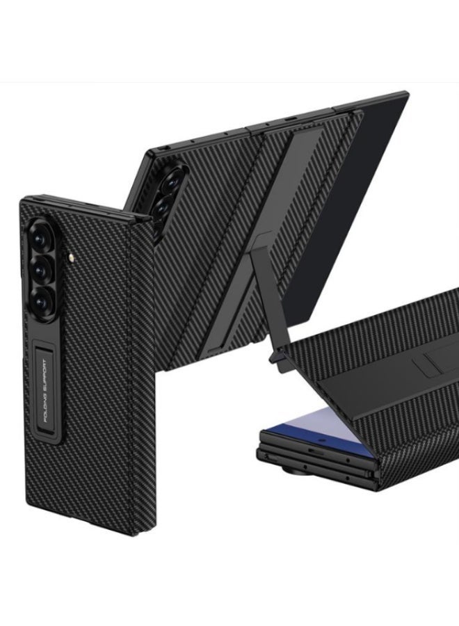 NAKXUS For Samsung Galaxy Z TriFold GKK Integrated Full Coverage Flip Phone Case with All Purpose Holder(Carbon Fiber) - Image 1