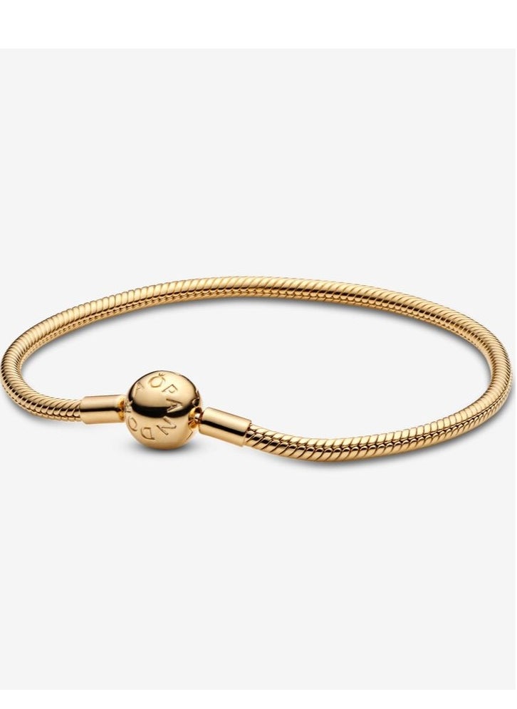 PANDORA - Pandora Moments Snake Chain 14k Gold-plated Bracelet for Women 568748C00 - Image 1