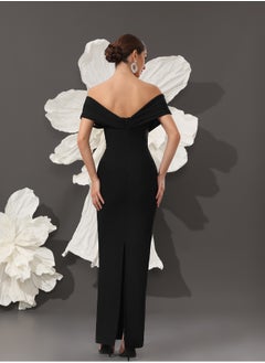 Meilun Women's Black Off Shoulder Beaded Maxi Bodycon Dres  - Image 3