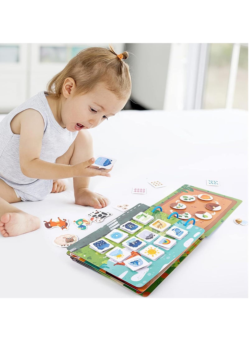 موموبير - كتاب Mumoo Bear Quiet Book للأطفال الصغار، كتاب Montessori Busy Book للأطفال، كتاب هادئ لأنشطة ما قبل المدرسة للأولاد والبنات من سن 1 إلى 3 سنوات، أنشطة تعليمية لمرحلة ما قبل المدرسة في المزرعة - Image 1